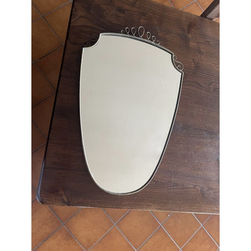 Italian Art Deco vintage brass wall mirror by Gio Ponti, 1940s