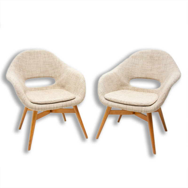 Pair of vintage shell fiberglass armchairs by Miroslav Navrátil, Czechoslovakia 1960s