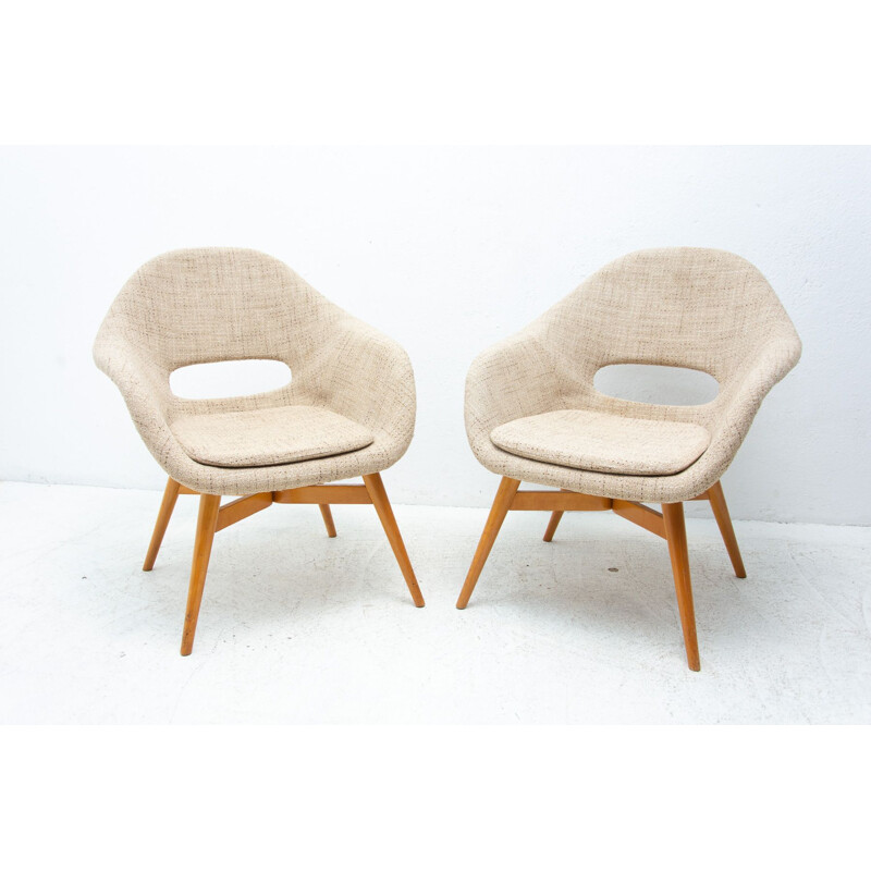 Pair of vintage shell fiberglass armchairs by Miroslav Navrátil, Czechoslovakia 1960s