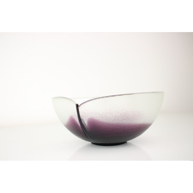 Vintage art glass bowl by Jiri Suhajek for Crystalex, 1970