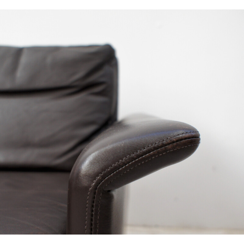 Scandinavian vintage sofa in dark brown leather by Hans Olsen for Christian Sorensen, Denmark 1962