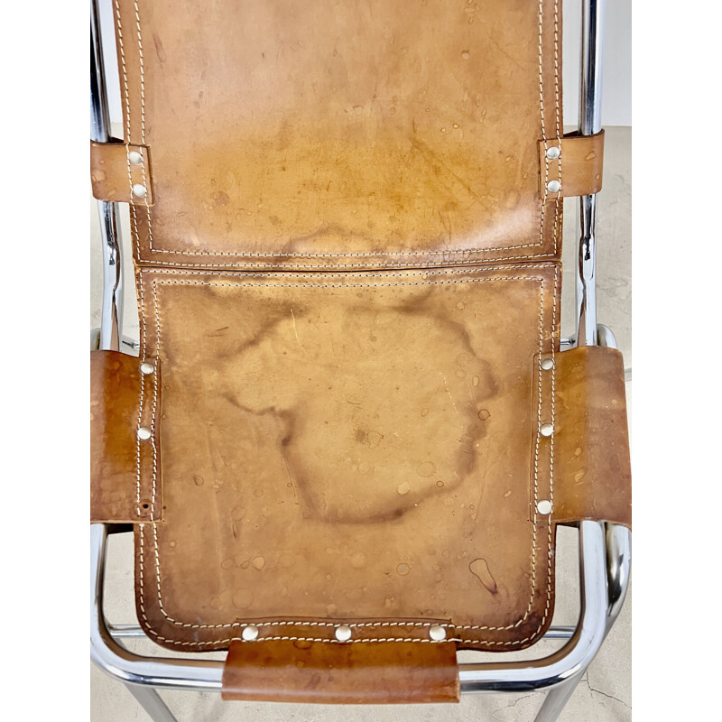 Ein Paar Vintage Les Arcs Stühle aus Leder und verchromtem Metall von Charlotte Perriand, 1960