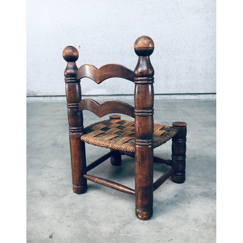 Ein Paar niedrige Vintage-Stühle aus Binsenholz von Charles Dudouyt, Frankreich 1950