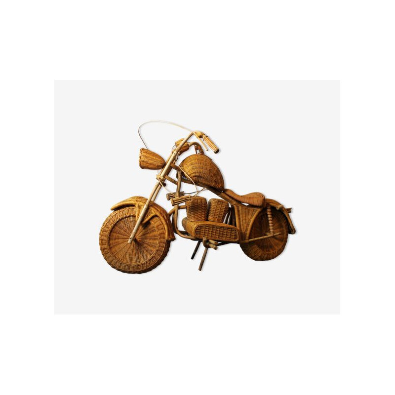 Vintage Harley Davidson motorcycle in rattan by Tom Dixon, 1990