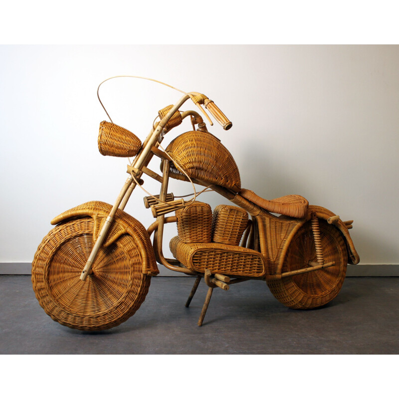 Vintage Harley Davidson Rattan Motorrad von Tom Dixon, 1990