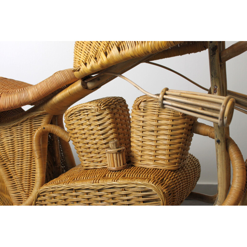 Vintage Harley Davidson motorcycle in rattan by Tom Dixon, 1990