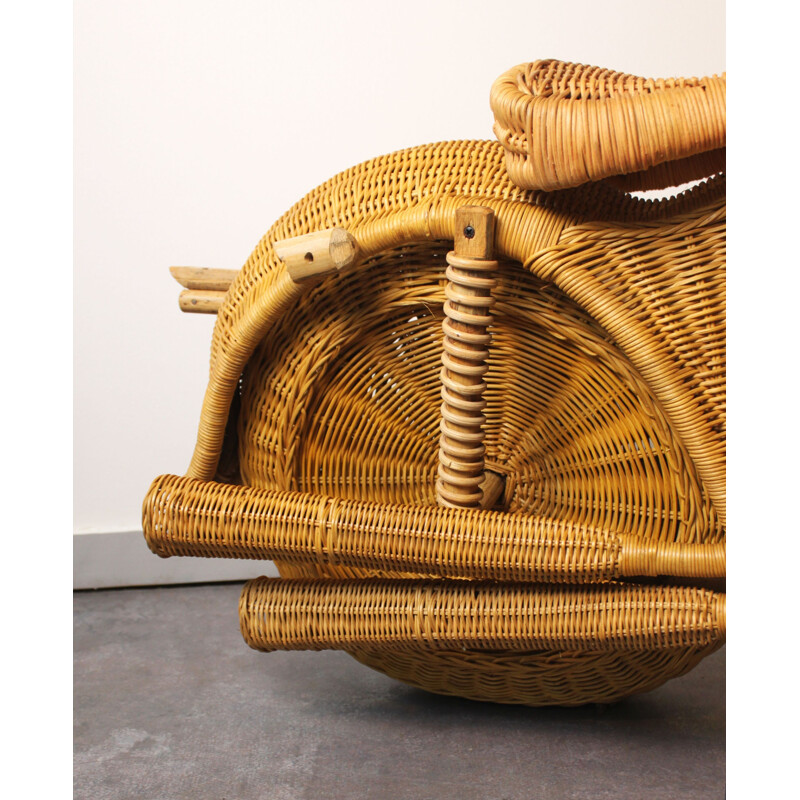 Vintage Harley Davidson motorcycle in rattan by Tom Dixon, 1990