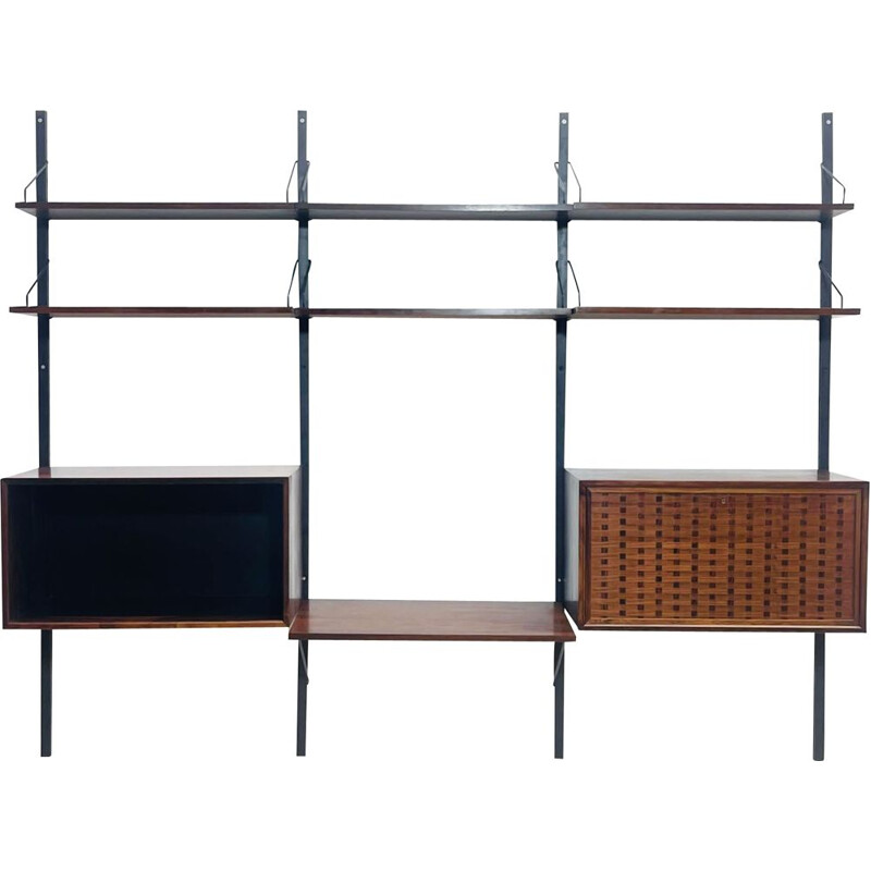 Vintage wooden wall unit by Poul Cadovius, Denmark 1960