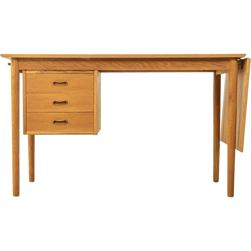 Vintage eikenhouten bureau met drie laden van Arne Vodder voor H.Sigh, Denemarken 1960