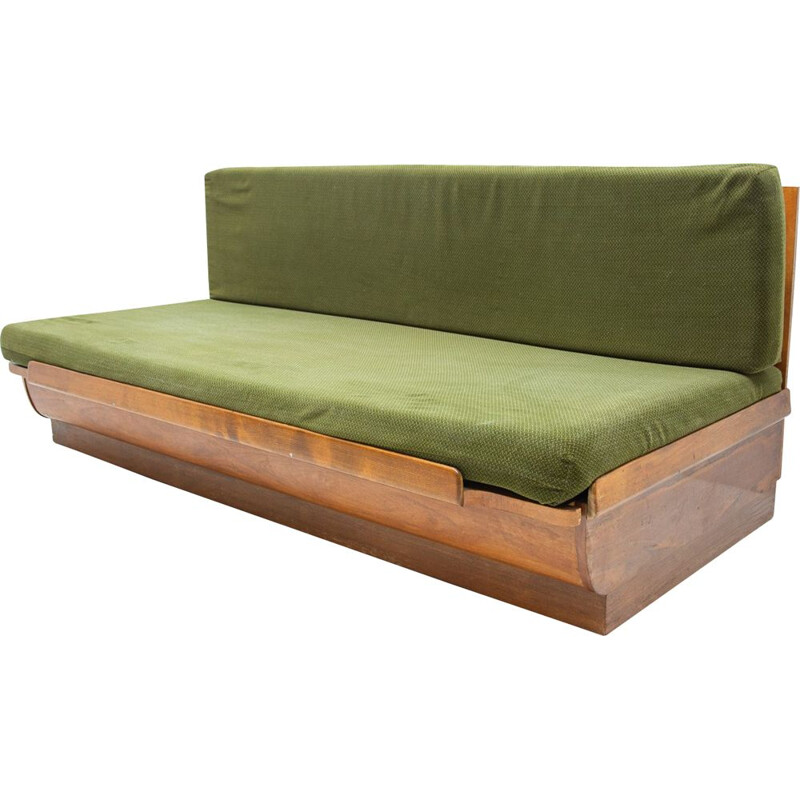 Mid century sofabed in walnut by Jindrich Halabala for Up Zavody, Czechoslovakia 1950s