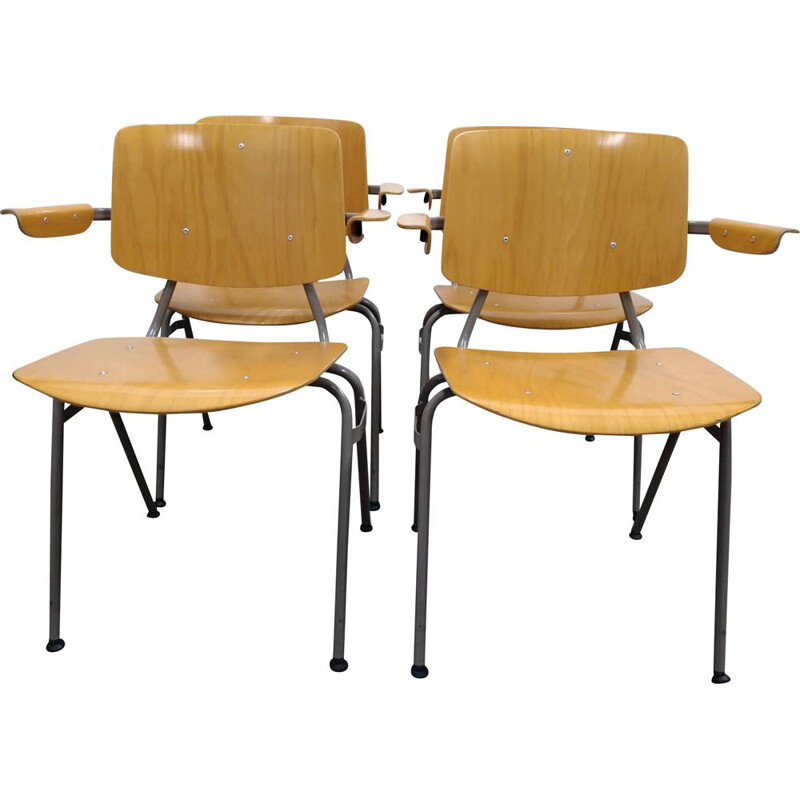 Set di 4 sedie vintage con braccioli di Kho Liang Le per Car Katwijk