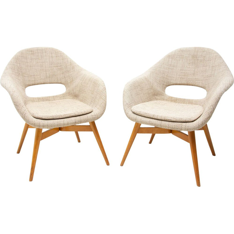 Pair of vintage shell fiberglass armchairs by Miroslav Navrátil, Czechoslovakia 1960s