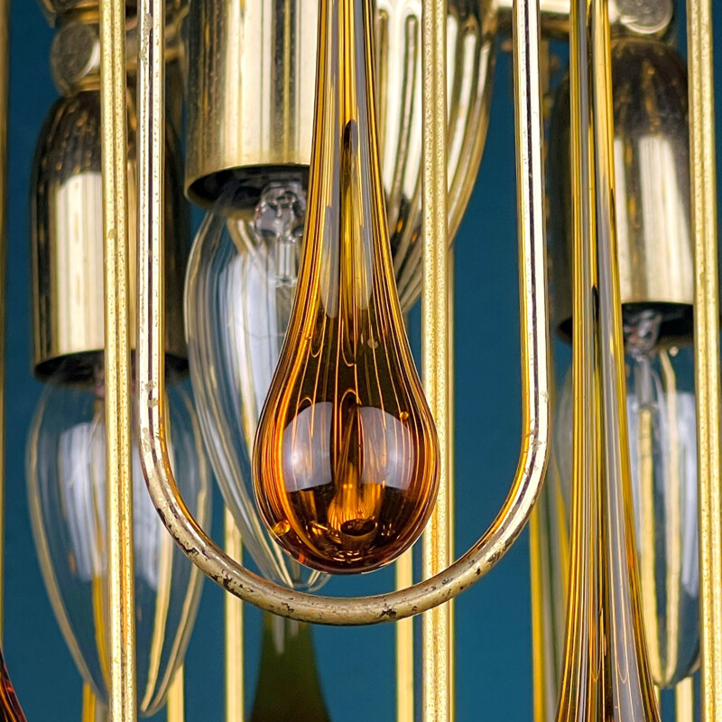 Vintage murano glass drop chandelier by Paolo Venini, Italy 1960