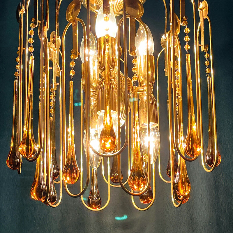 Vintage murano glass drop chandelier by Paolo Venini, Italy 1960