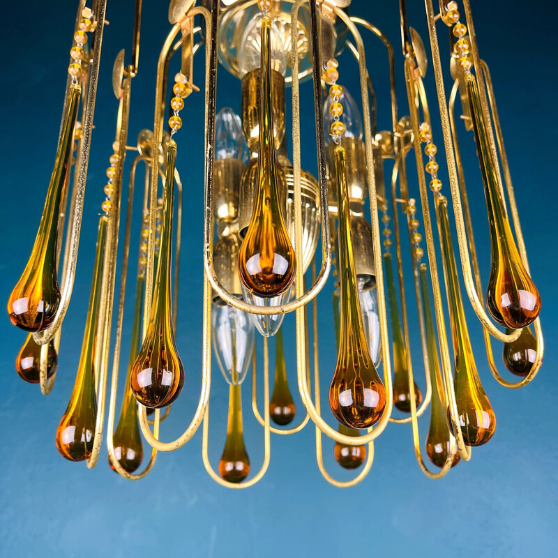 Vintage murano glass drop chandelier by Paolo Venini, Italy 1960