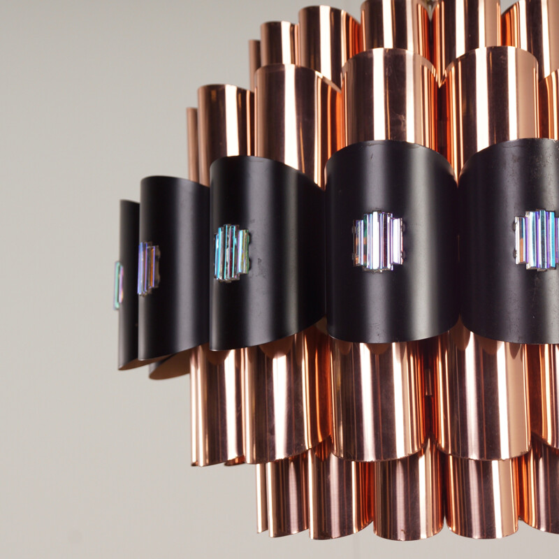 Danish Coronell Elektro hanging lamp in copper and metal, Werner SCHOU - 1970s