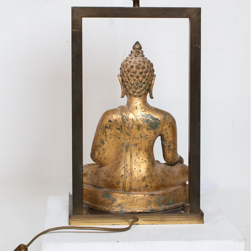 Lampada Buddha vintage in ottone e gesso dorato di Deknud, Belgio 1970