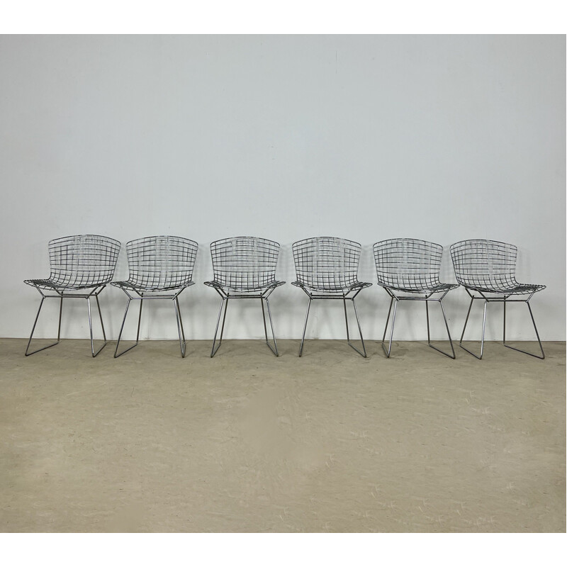 Set of 6 vintage metal chairs by Harry Bertoia for Knoll, 1960