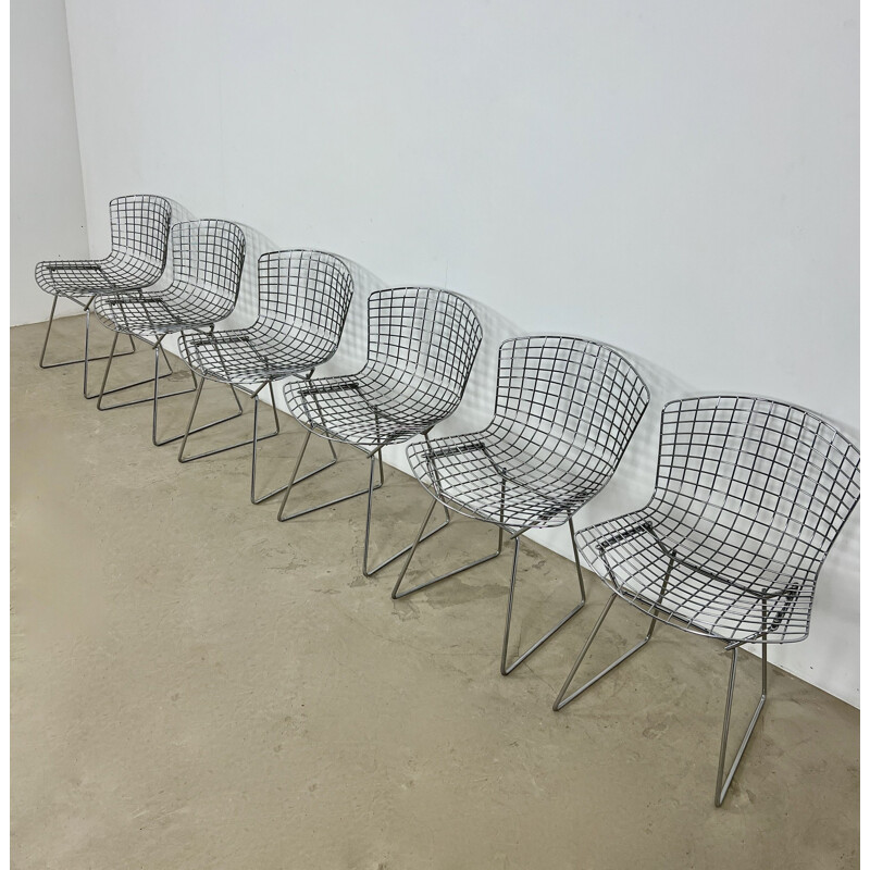 Set of 6 vintage metal chairs by Harry Bertoia for Knoll, 1960