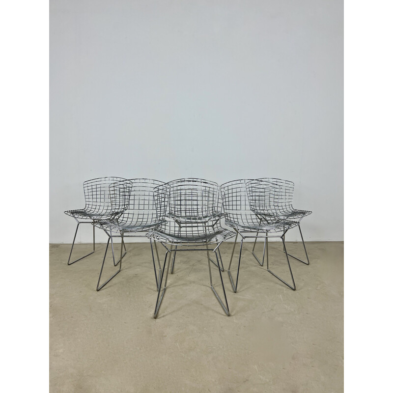 Ensemble de 6 chaises vintage en métal par Harry Bertoia pour Knoll, 1960