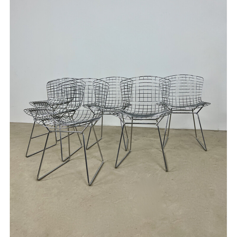 Set of 6 vintage metal chairs by Harry Bertoia for Knoll, 1960
