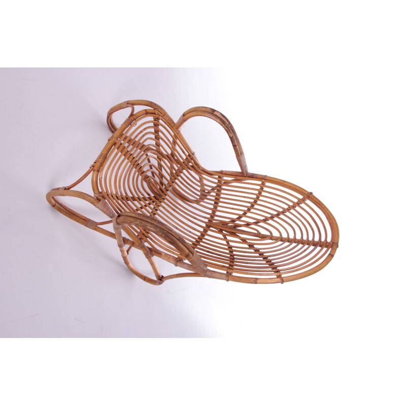 Vintage Dutch rattan armchair by Rohe Noordwolde