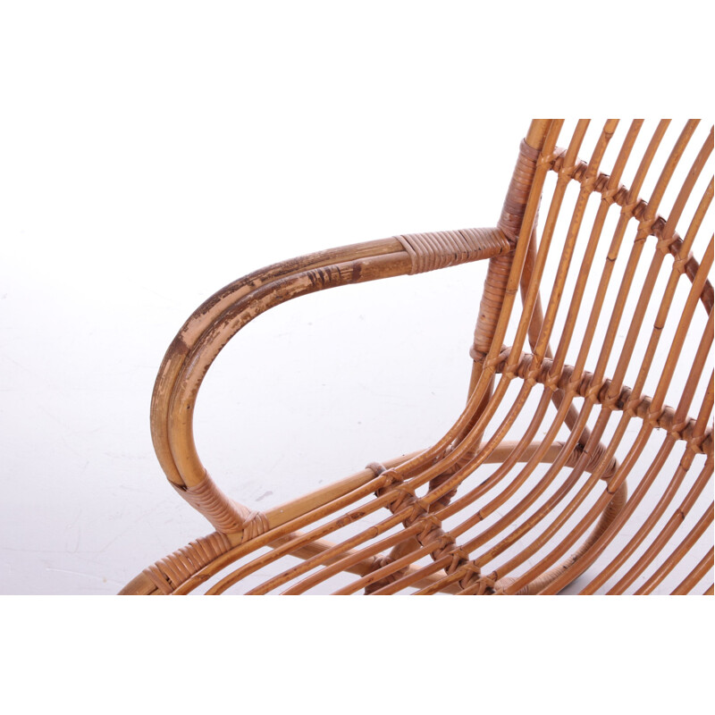 Vintage Dutch rattan armchair by Rohe Noordwolde