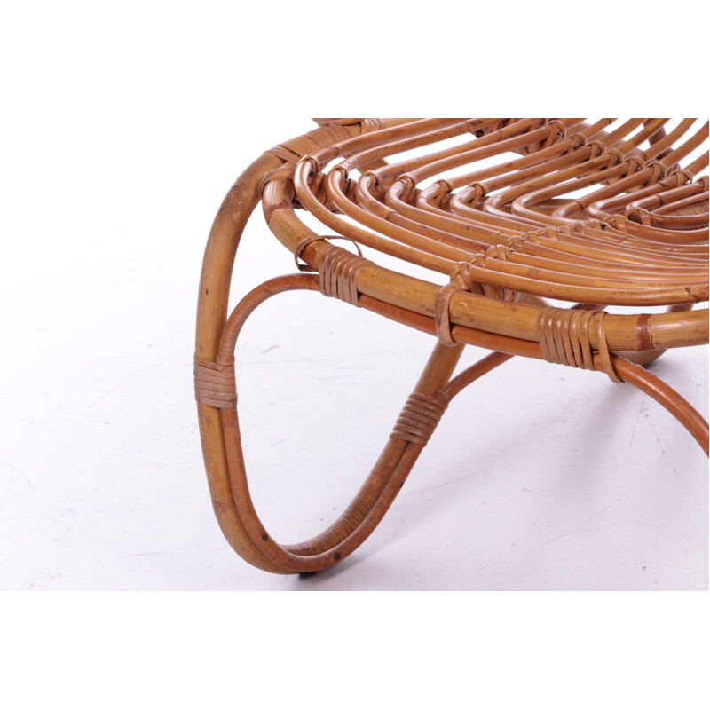 Vintage Dutch rattan armchair by Rohe Noordwolde