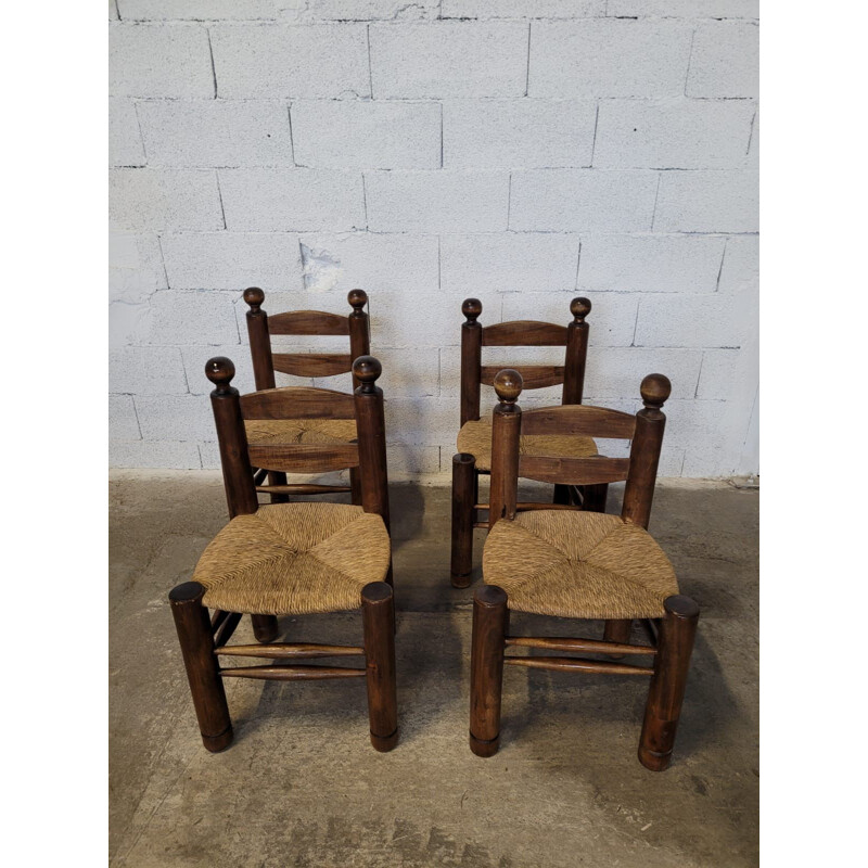 Set of vintage 4 chairs and 2 armchairs by Charles Dudouyt, 1940
