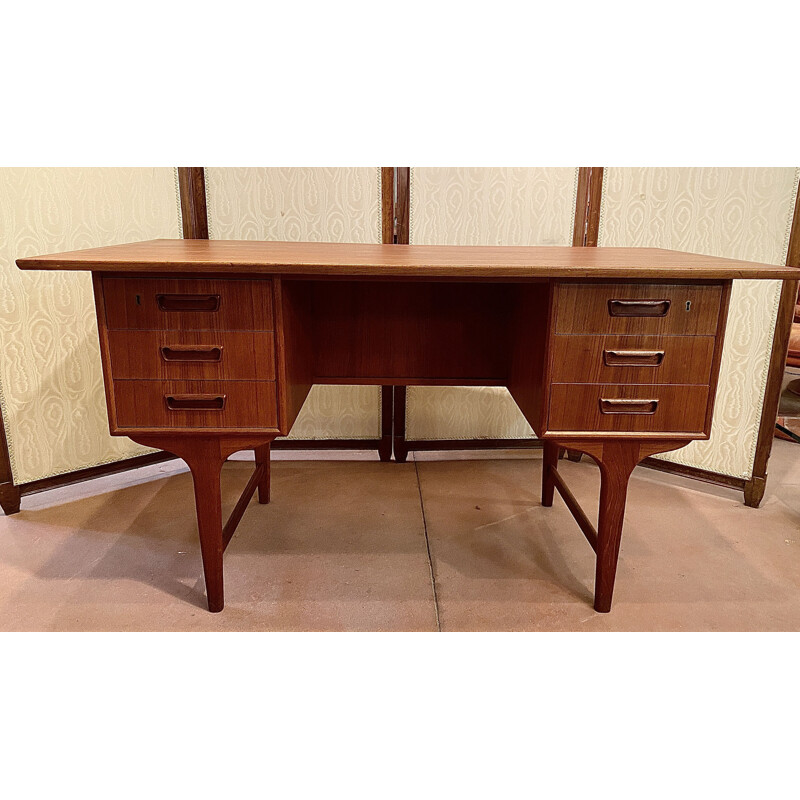 Vintage Danish teak desk by Gunnar Nielsen Tibergaard, 1960