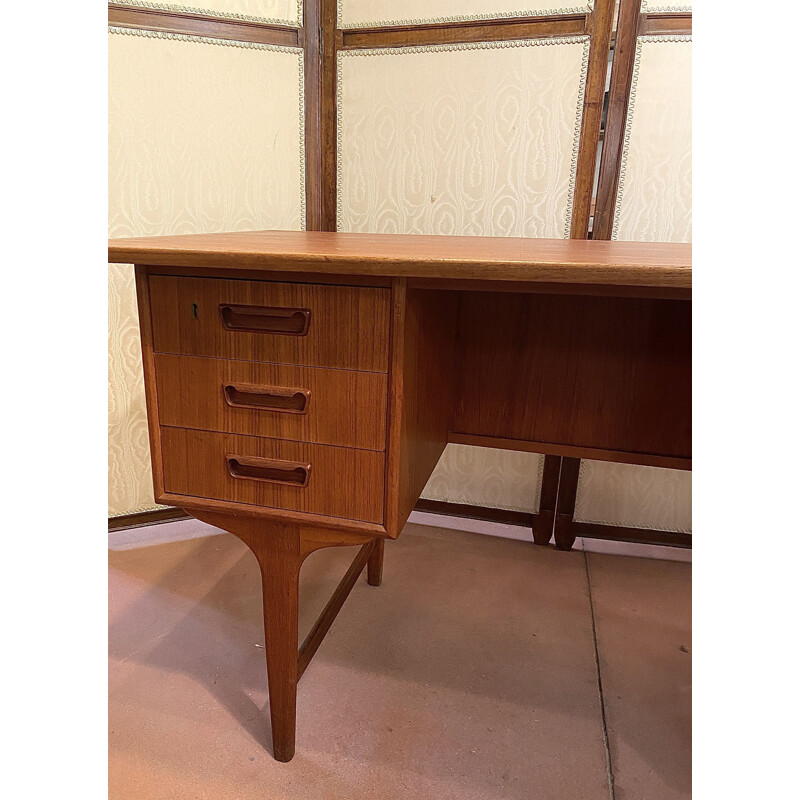 Vintage Danish teak desk by Gunnar Nielsen Tibergaard, 1960