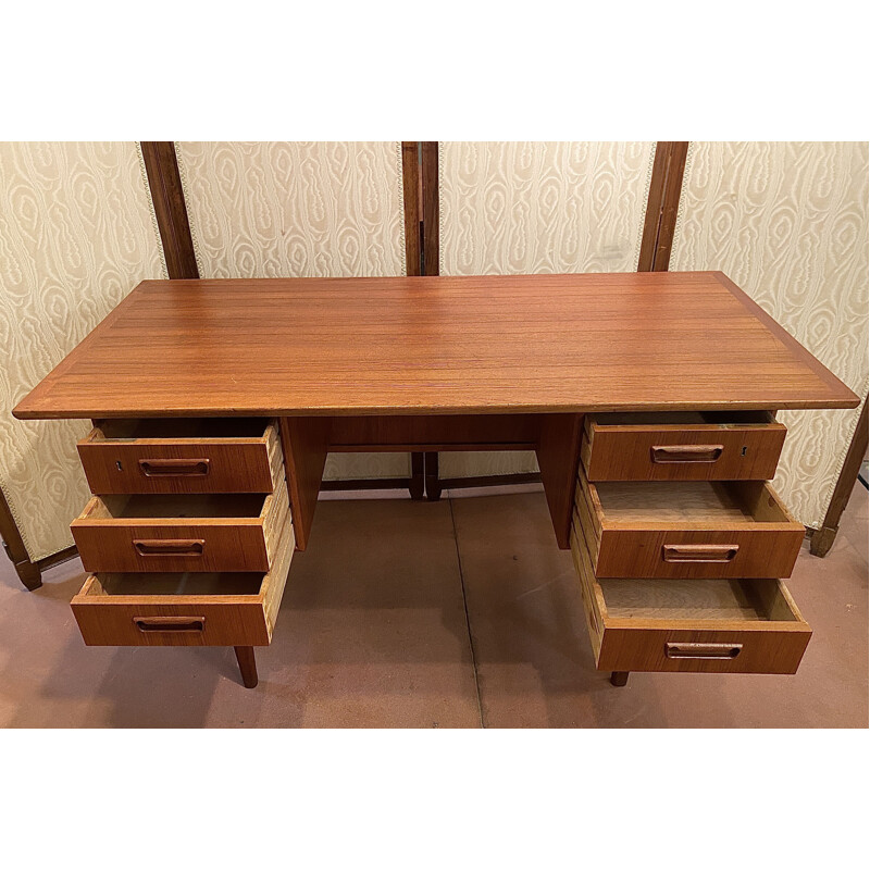 Vintage Danish teak desk by Gunnar Nielsen Tibergaard, 1960