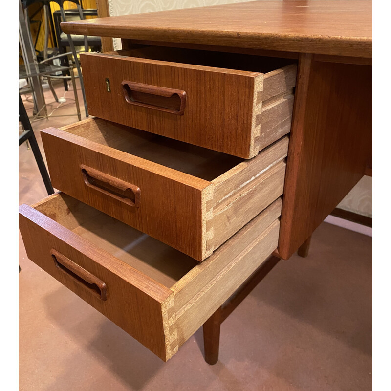 Vintage Danish teak desk by Gunnar Nielsen Tibergaard, 1960