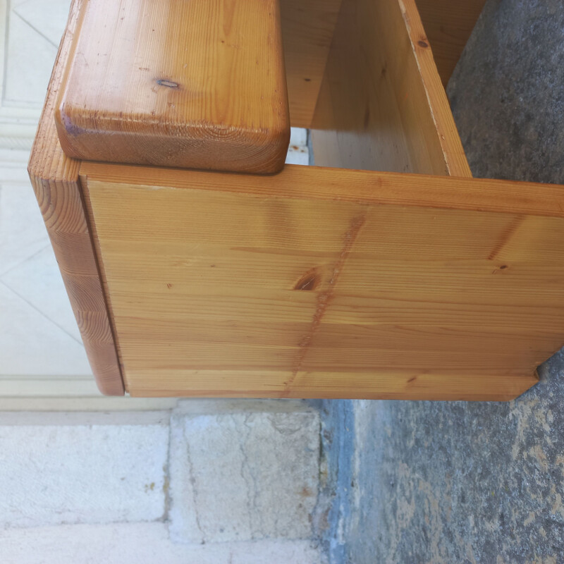 Pair of vintage night stands in solid pine by Charlotte Perriand, 1800