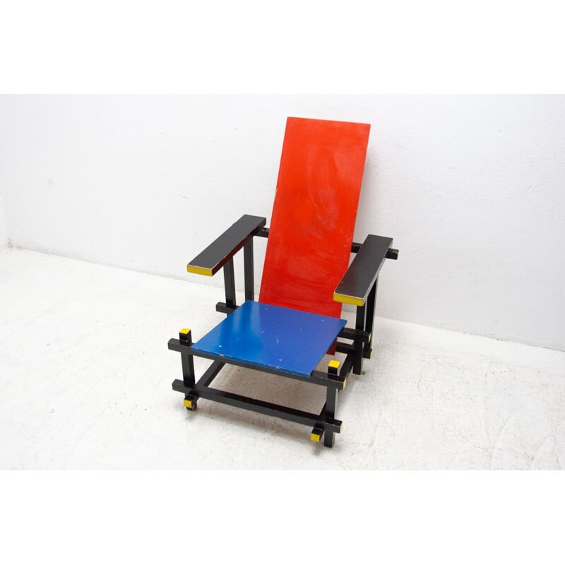 Fauteuil vintage Bauhaus en bois par Entwurf Gerrit Rietveld, 1970