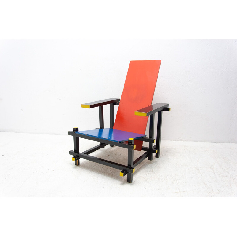 Vintage Bauhaus houten fauteuil van Entwurf Gerrit Rietveld, 1970