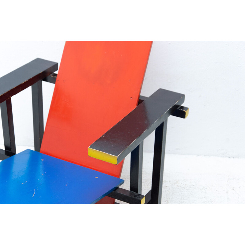 Vintage Bauhaus Sessel aus Holz von Entwurf Gerrit Rietveld, 1970