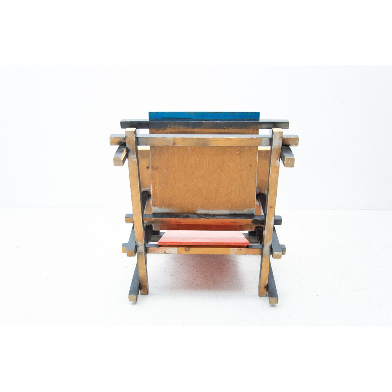 Sillón vintage de madera Bauhaus de Entwurf Gerrit Rietveld, 1970