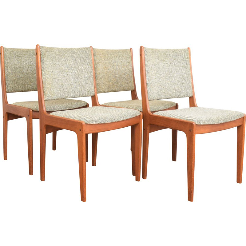 Conjunto de 4 cadeiras de teca dinamarquesas vintage por Johannes Andersen, 1960