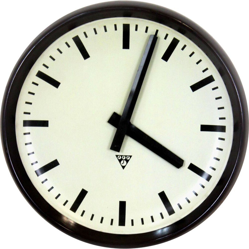 Horloge ferroviaire vintage en bakélite de Pragotron, 1950