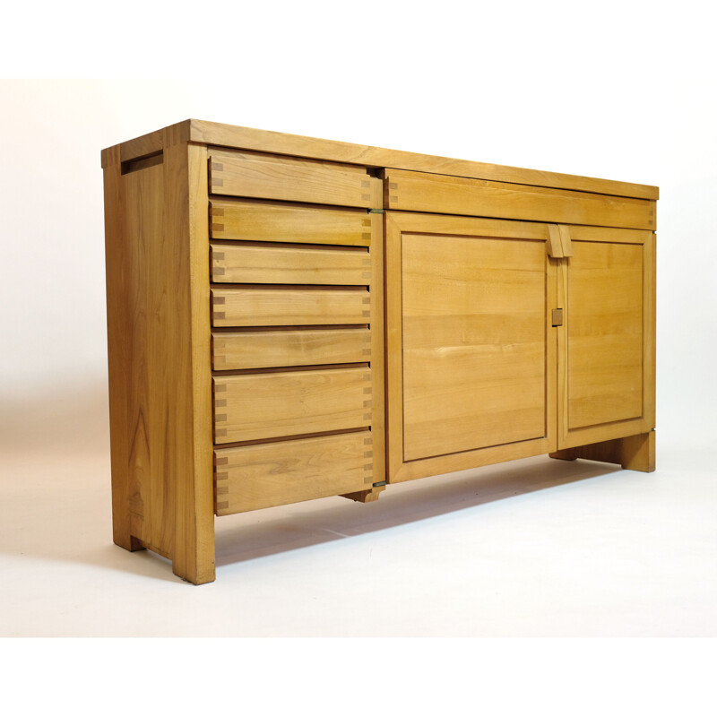 R13 vintage sideboard in solid elmwood by Pierre Chapo, 1975