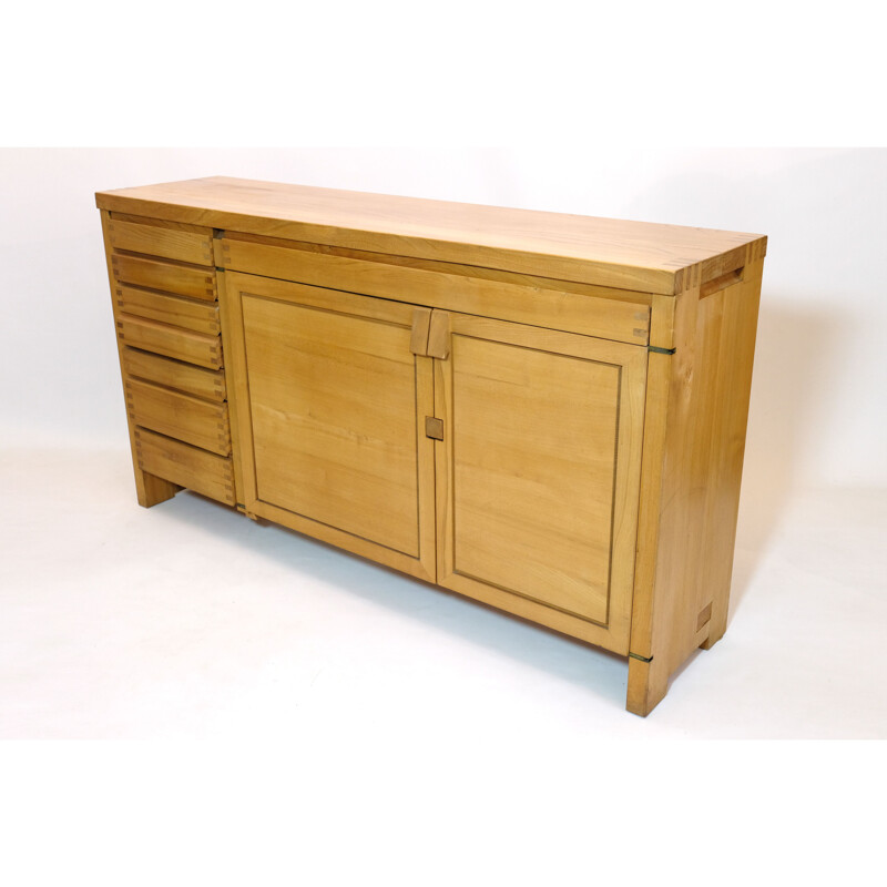 R13 vintage sideboard in solid elmwood by Pierre Chapo, 1975