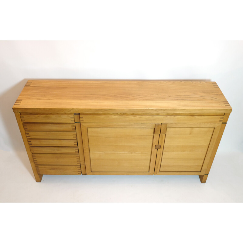 R13 vintage sideboard in solid elmwood by Pierre Chapo, 1975