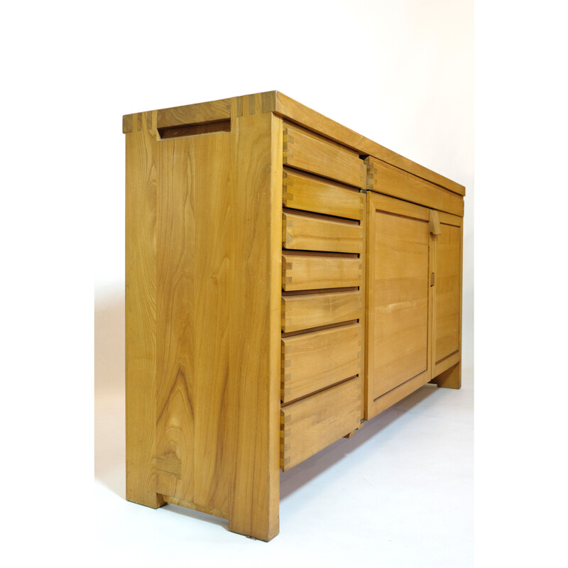 R13 vintage sideboard in solid elmwood by Pierre Chapo, 1975