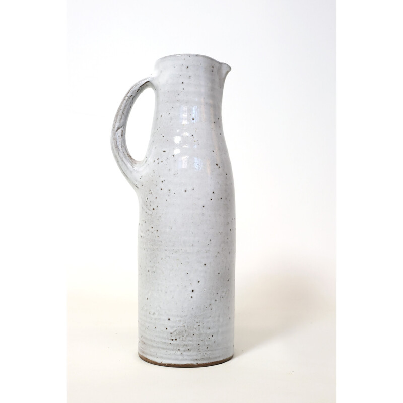 Vintage glazed stoneware pitcher by Jeanne and Norbert Pierlot, 1960