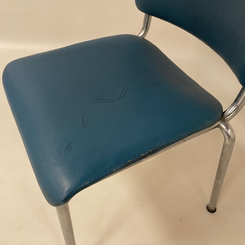 Juego de 4 sillas azules Gispen 106 vintage de W.H. Gispen para Gispen, 1960