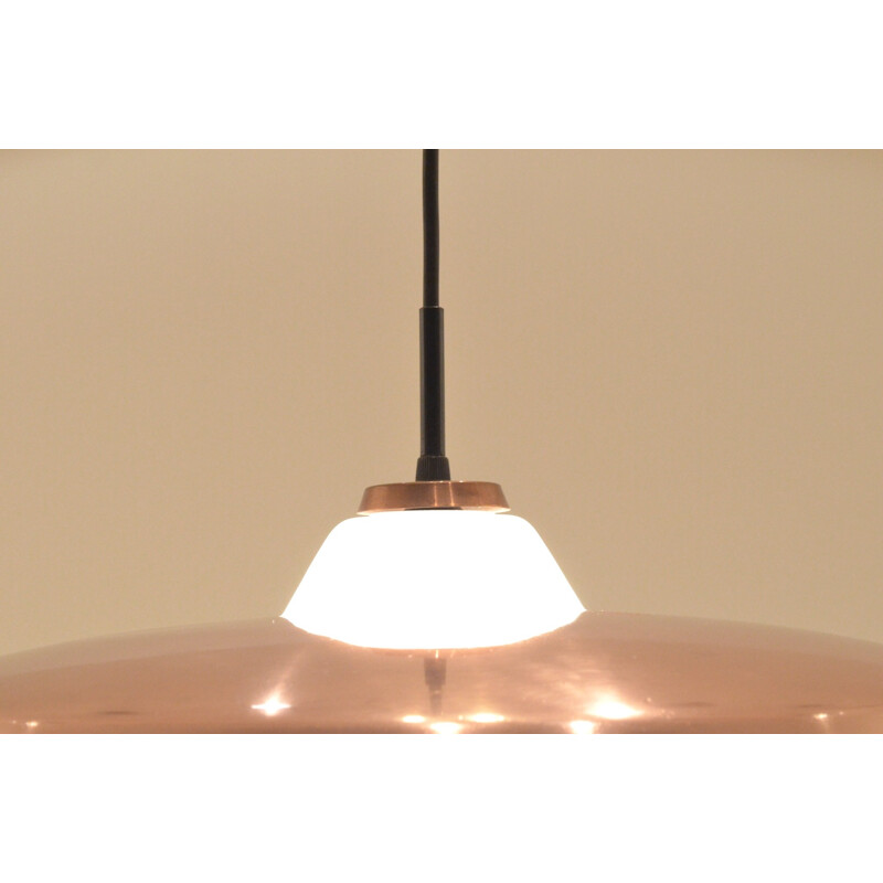 Danish hanging lamp in copper and opaline glass - 1950s