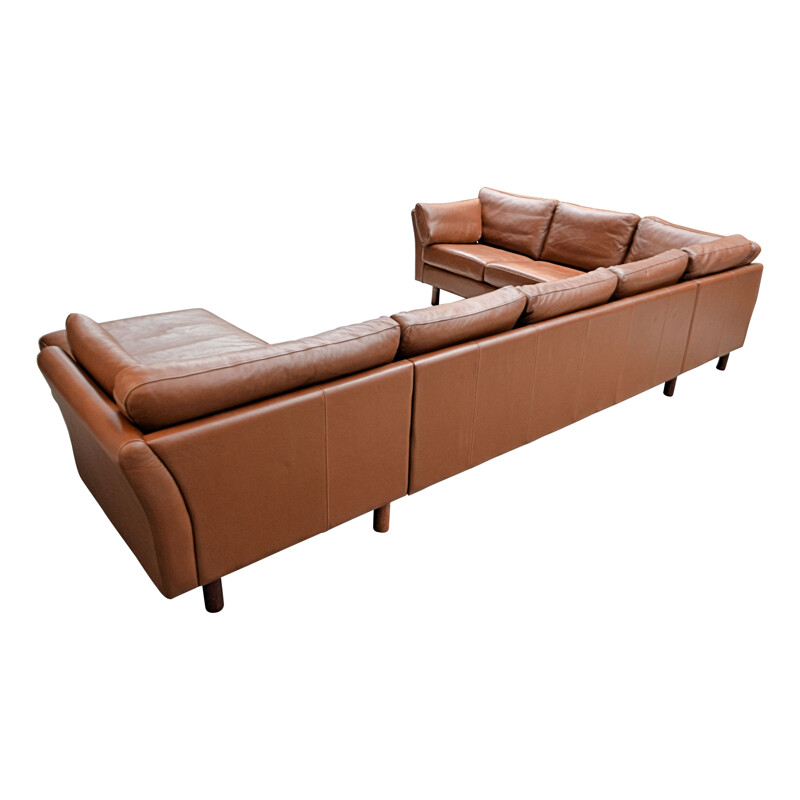 Danish vintage leather living room set by Mogens Hansen, 2000s