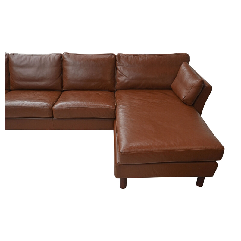 Danish vintage leather living room set by Mogens Hansen, 2000s