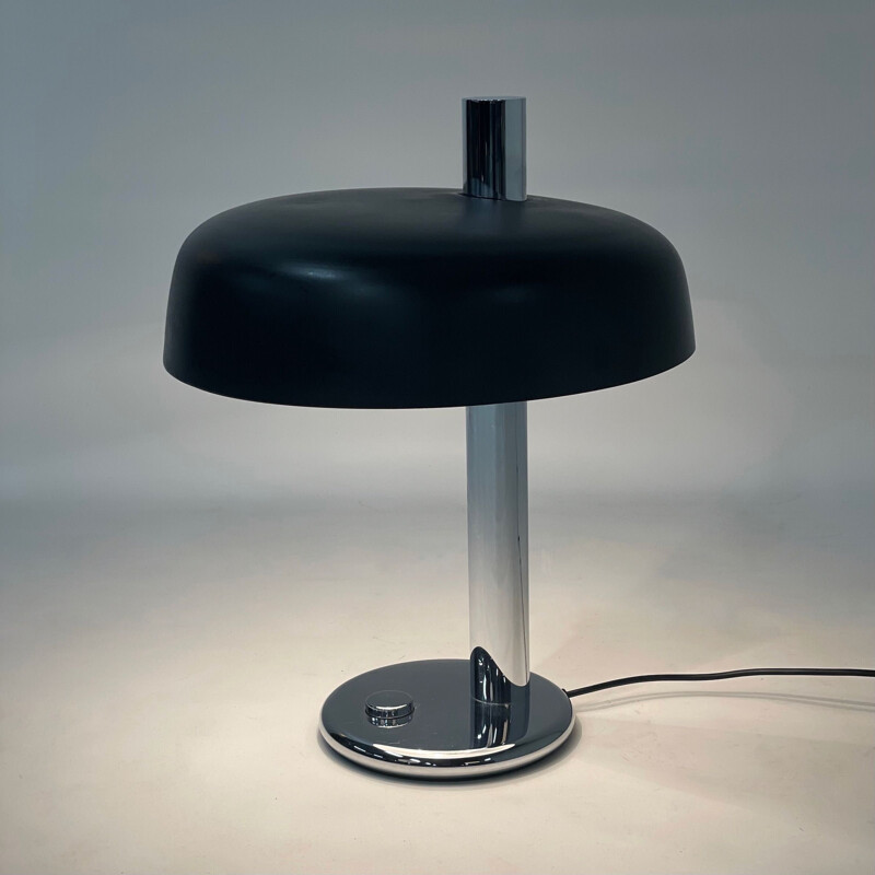 Lámpara de mesa negra vintage de Heinz F.W. Stahl para Hillebrand, 1970